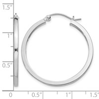 Sterling Silver Rhodium-plated 2x 30mm Square Tube Hoop Earrings view 4
