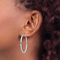Sterling Silver Rhodium-plated 2x 35mm Square Tube Hoop Earrings view 3