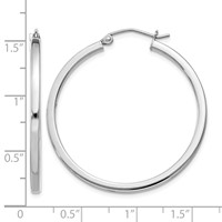 Sterling Silver Rhodium-plated 2x 35mm Square Tube Hoop Earrings view 4