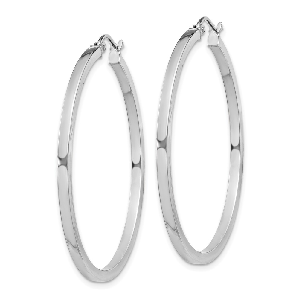 Sterling Silver Rhodium-plated 2x40mm Square Tube Hoop Earrings (QE4650)