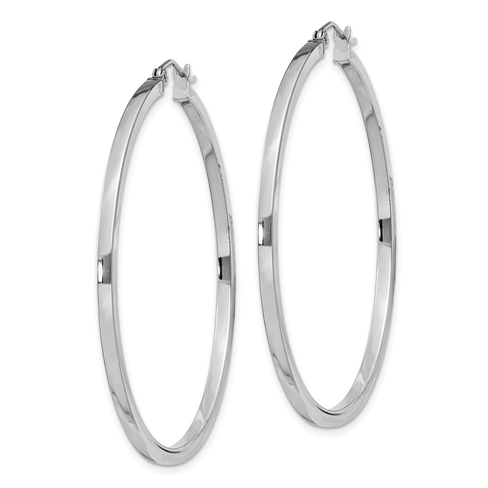 Sterling Silver Rhodium-plated 2x45mm Square Tube Hoop Earrings (QE4651)