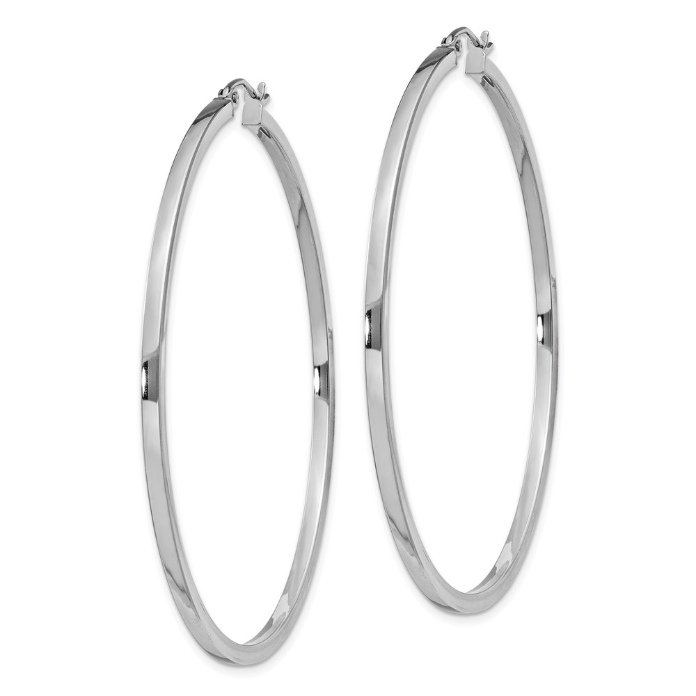 Sterling Silver Rhodium-plated 2x55mm Square Tube Hoop Earrings (QE4653)