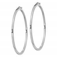 Sterling Silver Rhodium-plated 2x 55mm Square Tube Hoop Earrings view 2