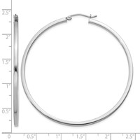 Sterling Silver Rhodium-plated 2x 55mm Square Tube Hoop Earrings view 4