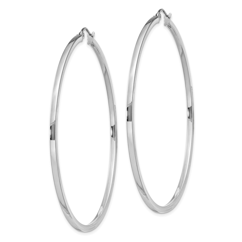 Sterling Silver Rhodium-plated 2x60mm Square Tube Hoop Earrings (QE4654)