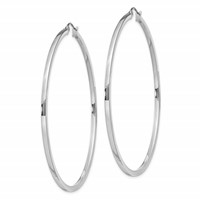 Sterling Silver Rhodium-plated 2x 60mm Square Tube Hoop Earrings view 2