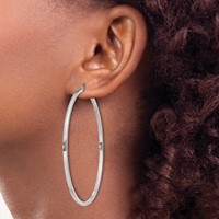 Sterling Silver Rhodium-plated 2x 60mm Square Tube Hoop Earrings view 3