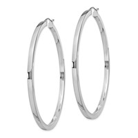 Sterling Silver Rhodium-plated 2x 65mm Square Tube Hoop Earrings view 2