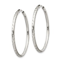 Sterling Silver D C 2.5x35mm Endless Hoop Earrings view 2
