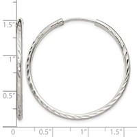 Sterling Silver D C 2.5x35mm Endless Hoop Earrings view 4
