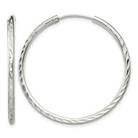 Sterling Silver D C 2.5x35mm Endless Hoop Earrings view 1