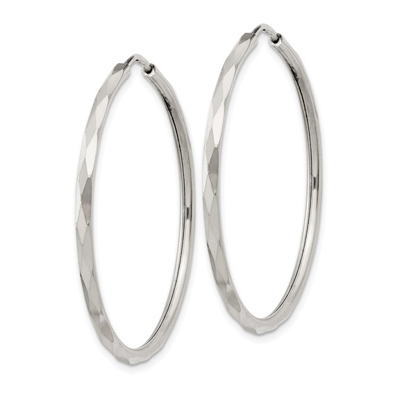 Sterling Silver D/C 2.5x35mm Endless Hoop Earrings
