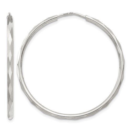 Sterling Silver D C 2.5x 35mm Endless Hoop Earrings