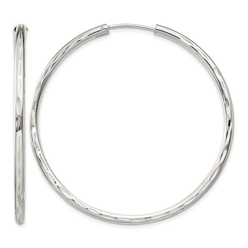 Sterling Silver D C 2.5x 50mm Endless Hoop Earrings