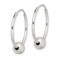 Sterling Silver Bead Endless Hoop Earrings view 2