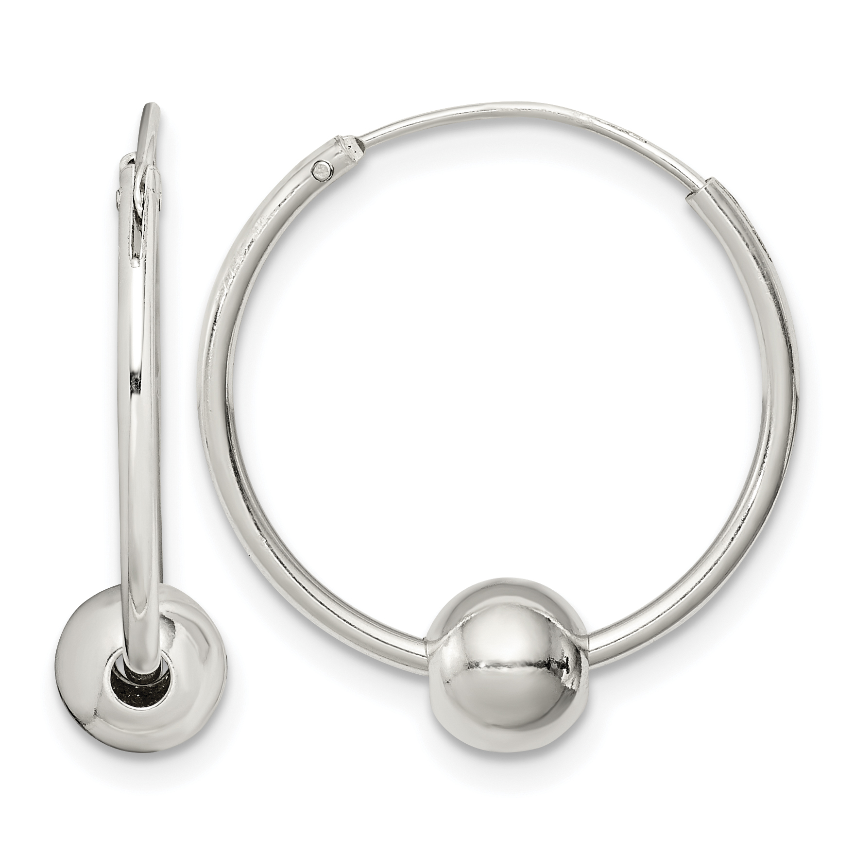 Sterling Silver Bead Endless Hoop Earrings (QE4664)