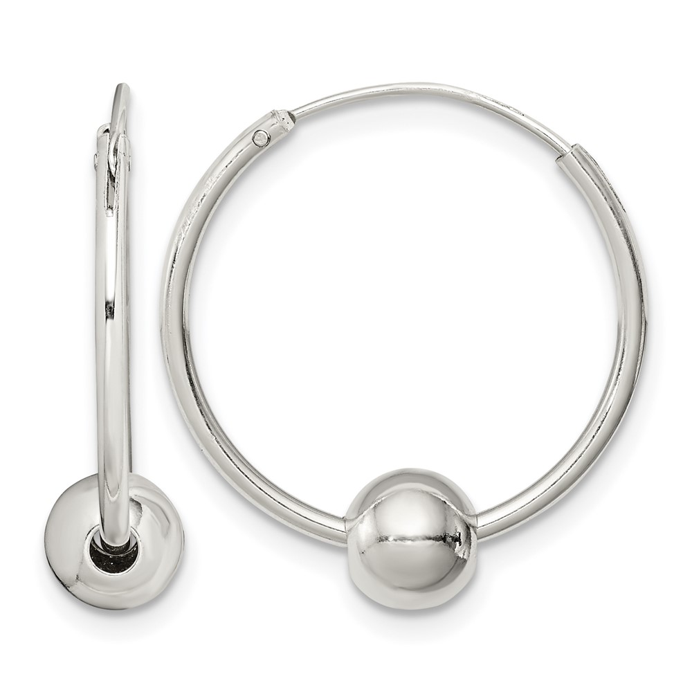 Sterling Silver Bead Endless Hoop Earrings (QE4664)