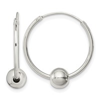 Sterling Silver Bead Endless Hoop Earrings view 1
