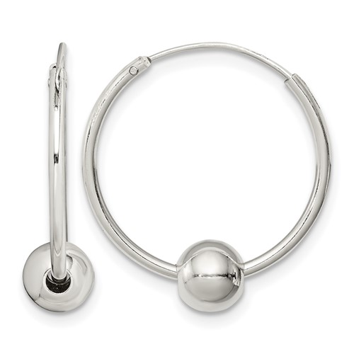 Sterling Silver Bead Endless Hoop Earrings
