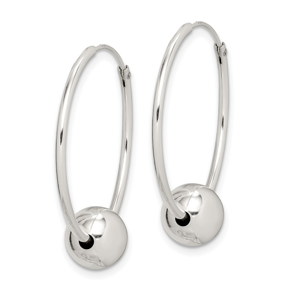 Sterling Silver Bead Endless Hoop Earrings (QE4665)