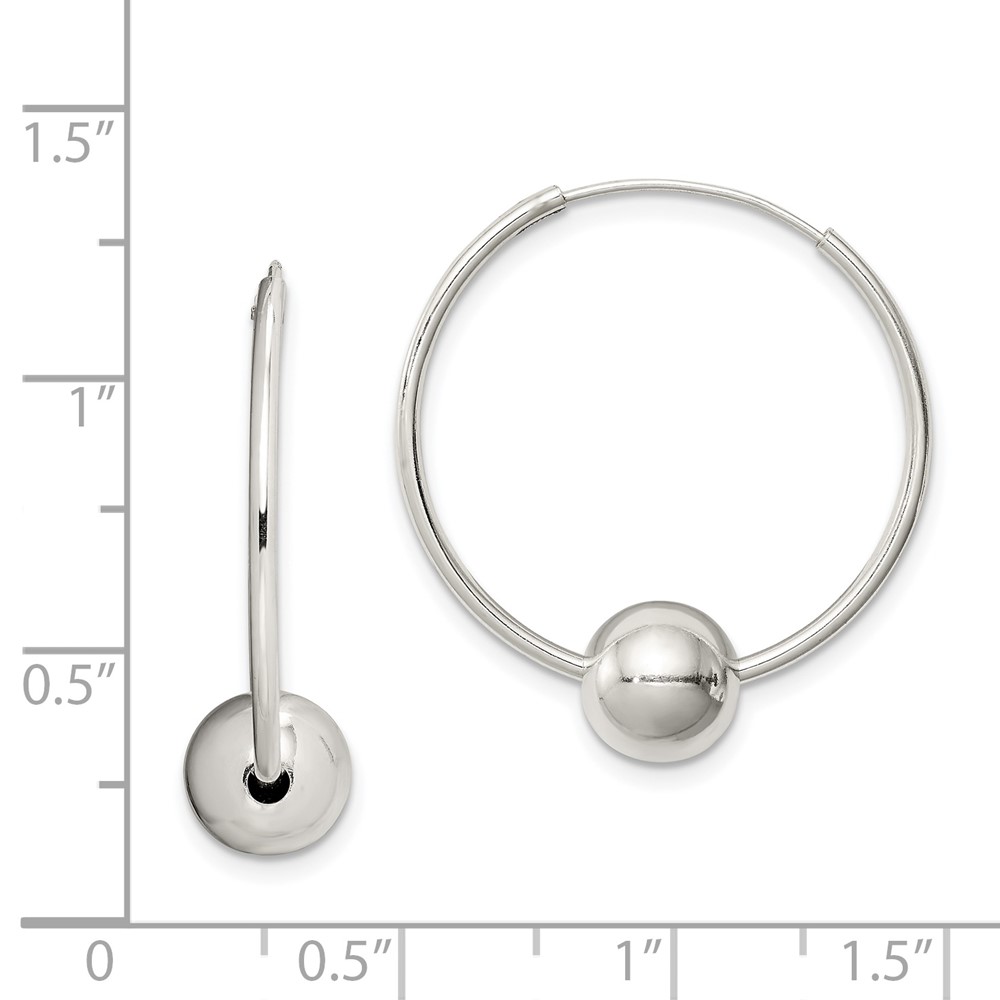 Sterling Silver Bead Endless Hoop Earrings (QE4665)