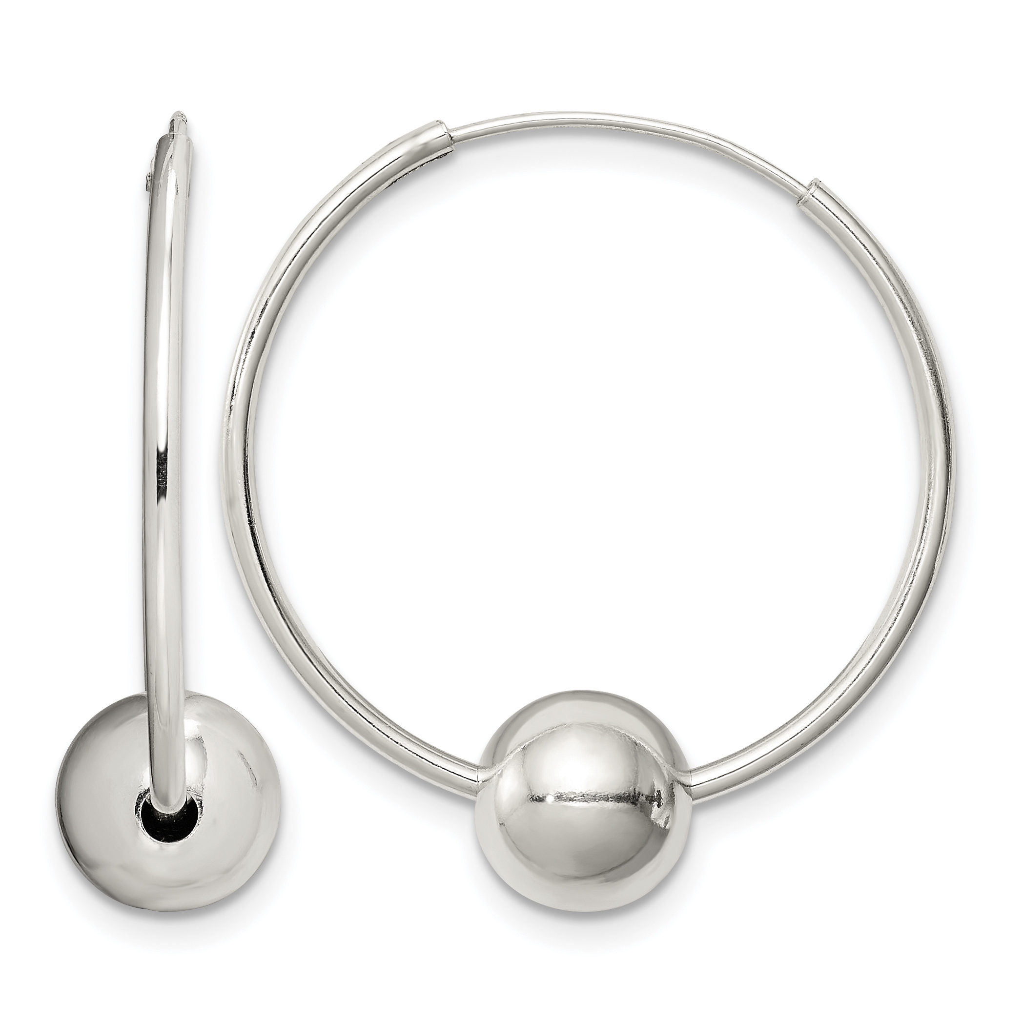 Sterling Silver Bead Endless Hoop Earrings (QE4665)
