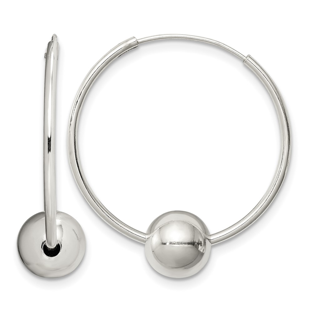 Sterling Silver Bead Endless Hoop Earrings (QE4665)