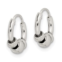 Sterling Silver Antiqued Tiny Beaded Endless Hoop Earrings view 2