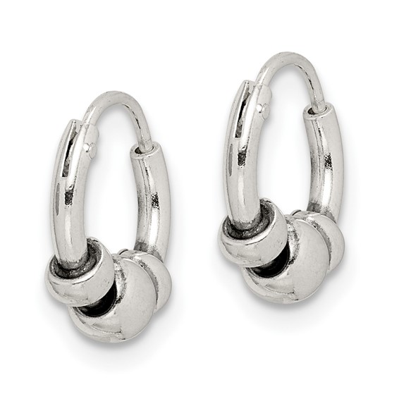 Sterling Silver Beaded Hoop Earrings