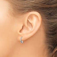Sterling Silver Antiqued Tiny Beaded Endless Hoop Earrings view 3