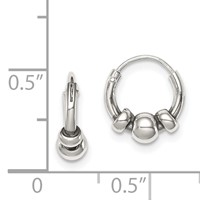 Sterling Silver Antiqued Tiny Beaded Endless Hoop Earrings view 4