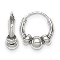 Sterling Silver Antiqued Tiny Beaded Endless Hoop Earrings view 1