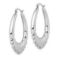 Sterling Silver Rhod-plated Polished Wheat Shrimp Oval Hoop Earrings view 2