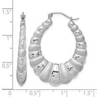 Sterling Silver Rhodium-plated Satin & D C Shrimp Oval Hoop Earrings view 4