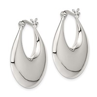 Sterling Silver Polished Puffed Hoop Earrings view 2