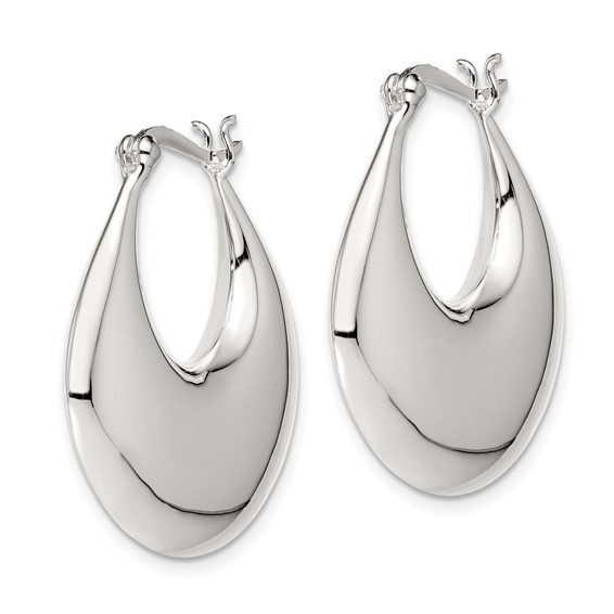 Sterling Silver Polished Puffed Hoop Earrings