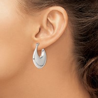 Sterling Silver Polished Puffed Hoop Earrings view 3
