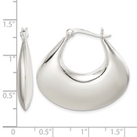 Sterling Silver Polished Puffed Hoop Earrings view 4