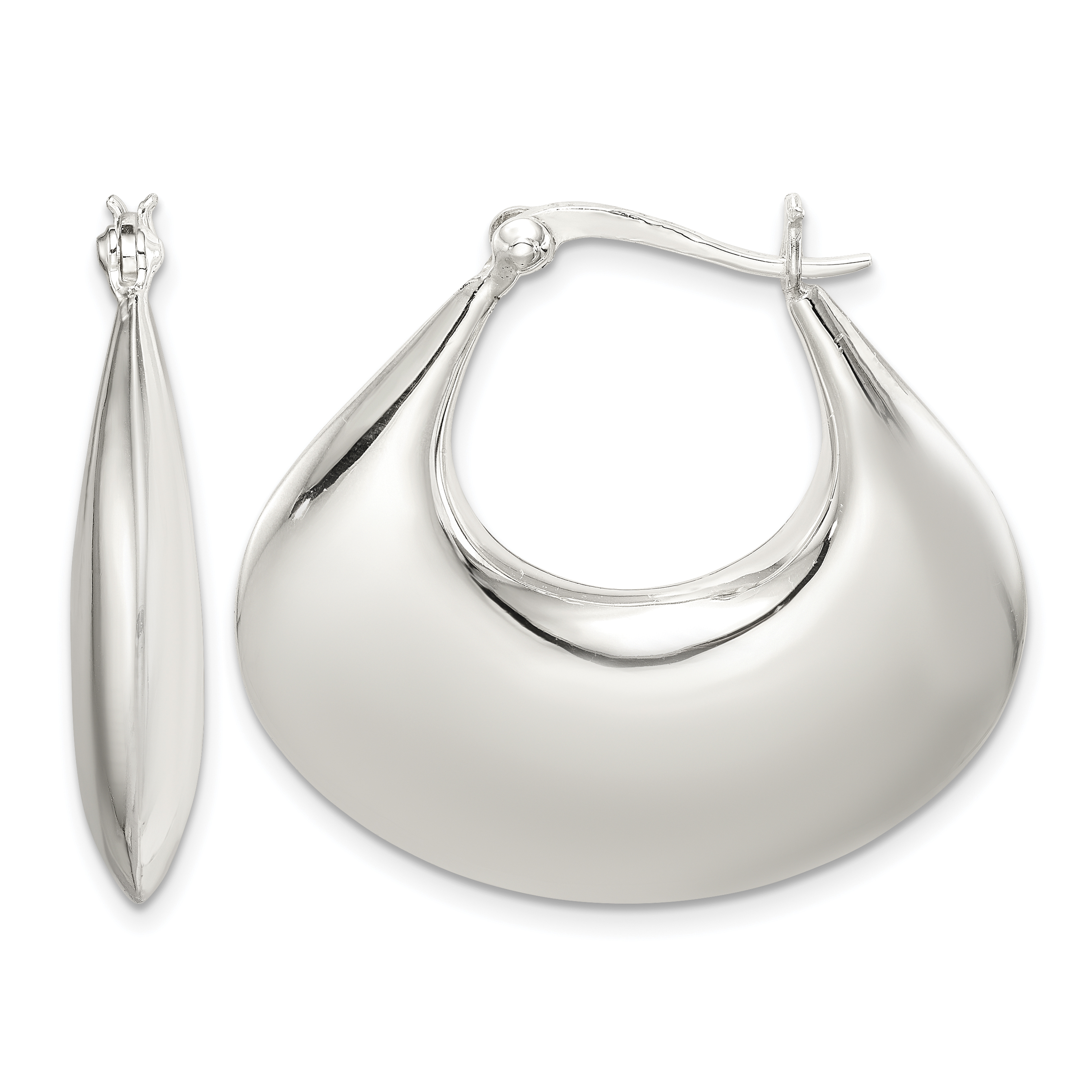 Sterling Silver Polished Puffed Hoop Earrings (QE4695)