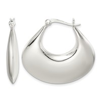 Sterling Silver Polished Puffed Hoop Earrings view 1