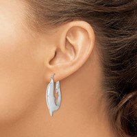 Sterling Silver Rhodium-plated Polished Dolphin Round Hoop Earrings view 3