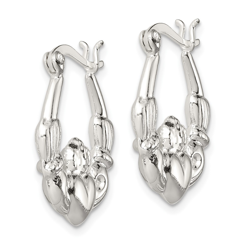 Sterling Silver Polished Claddagh Hoop Earrings (QE4701)