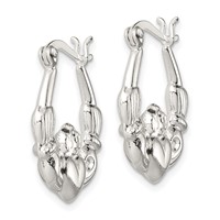 Sterling Silver Polished Claddagh Hoop Earrings view 2
