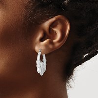 Sterling Silver Rhod-plated Polished Claddagh Round Hoop Earrings view 3