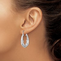 Sterling Silver Rhodium-plated Textured Dolphin Round Hoop Earrings view 3