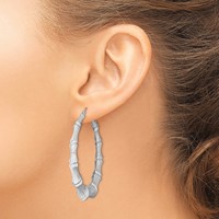 Sterling Silver Rhodium-plated Bamboo Round Hoop Earrings view 3