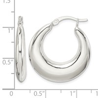 Sterling Silver Polished & Tapered Round Hoop Earrings view 4