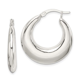Sterling Silver Polished & Tapered Round Hoop Earrings