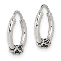 Sterling Silver Antiqued Hoop Earrings view 2