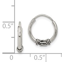 Sterling Silver Antiqued Hoop Earrings view 4